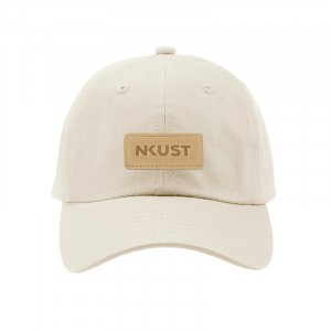 【團購商品，10個起做】NKUST皮革標老帽_象牙白