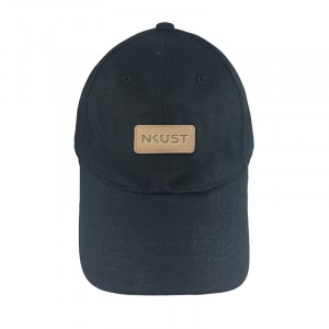 【團購商品，10個起做】NKUST皮革標老帽_黑